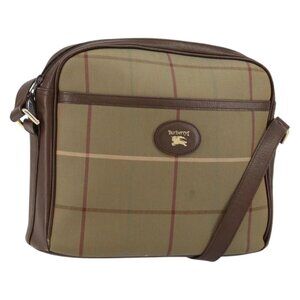 Authentic Burberrys Nova Check Shoulder Bag Canvas Beige Gold